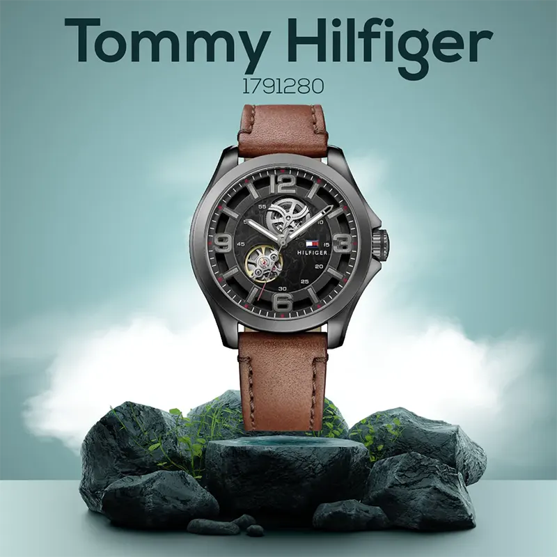 Tommy Hilfiger Bruce Automatic Leather Strap Men's Watch- 1791280